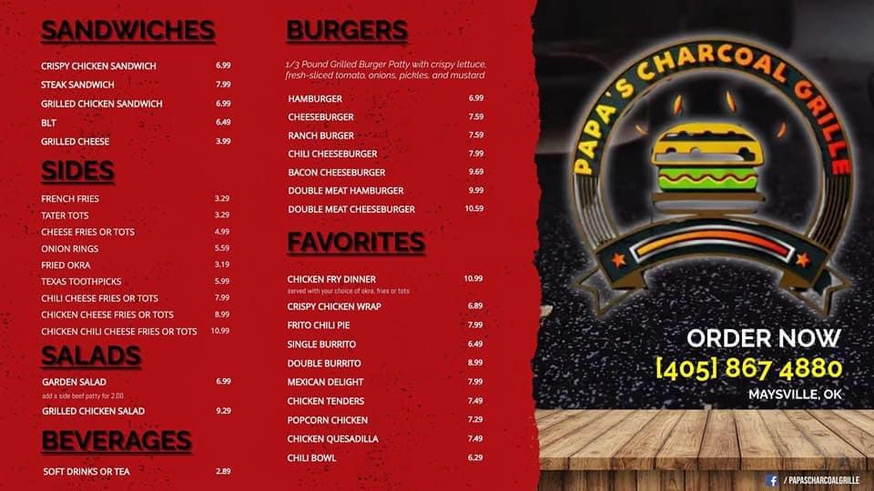 Papa's Charcoal Grille Menu image 1