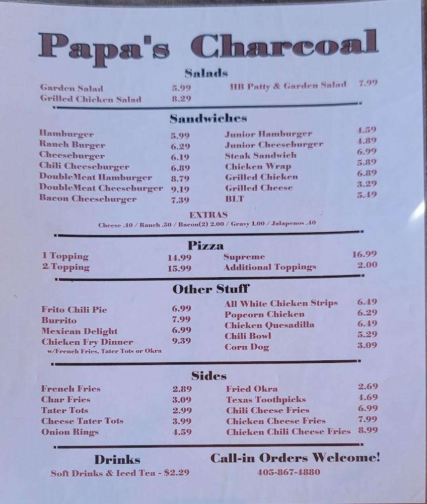 Papa's Charcoal Grille Menu image 2